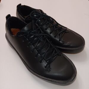 Feit Classic Low Hand Sewn Black Leather Lace Up Shoes Shearling Lined EU 41